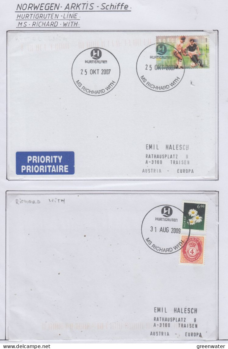 Norway Hurtigruten MS Richard With 2 Covers  (HI198) - Navires & Brise-glace