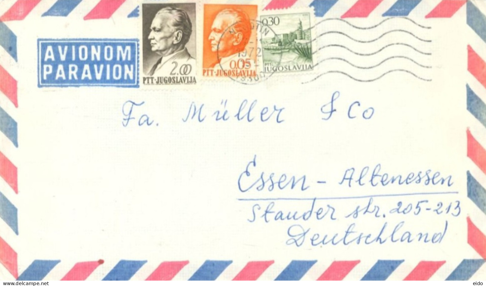 YUGOSLAVIA  - 1972, STAMPS COVER TO GERMANY. - Brieven En Documenten