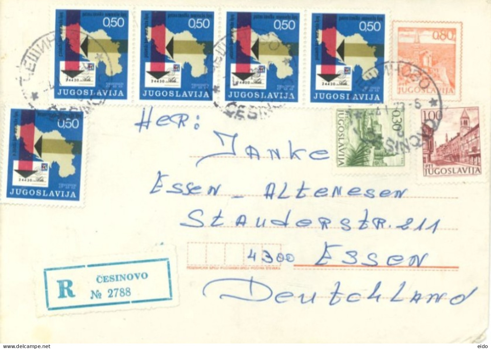 YUGOSLAVIA  - 1973, REGISTERED STAMPS COVER TO GERMANY. - Storia Postale