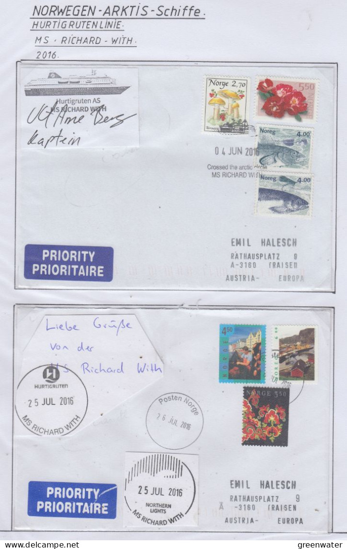 Norway Hurtigruten MS Richard With 2 Covers  (HI200) - Navires & Brise-glace