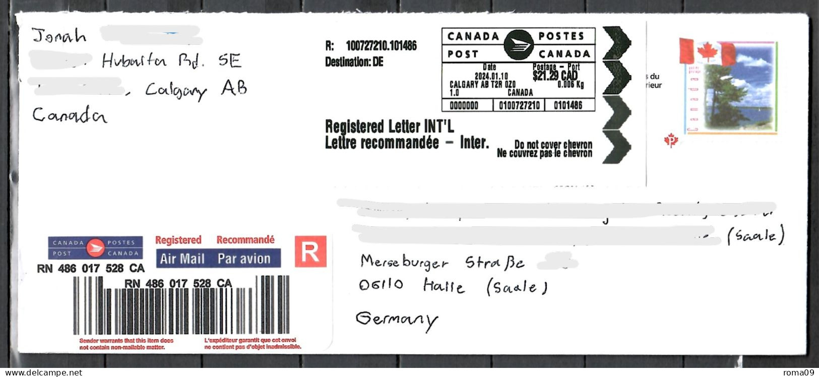 Postal Stationery + Cash Postage On Registered Mail/airmail To Germany; E-359 - 1953-.... Reinado De Elizabeth II