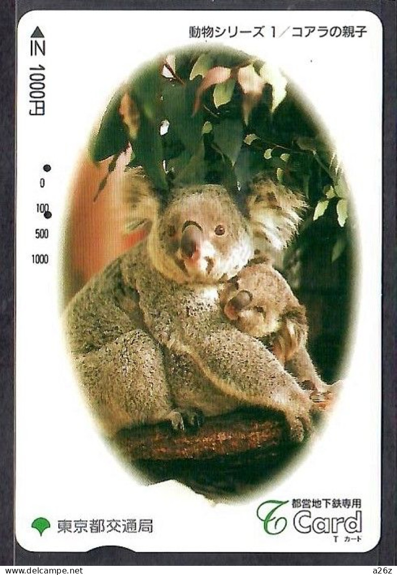 Japan 1V Koala  Bureau Of Transportation, Tokyo Metropolitan Goverment Baby With Mother Used Card - Oerwoud