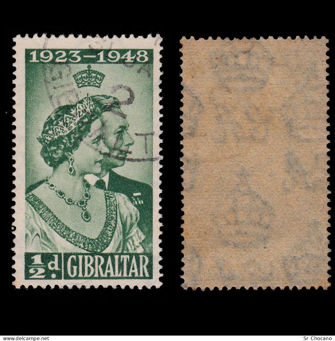 GIBRALTAR STAMP.1948.Royal Silver Wedding.1/2 D.SG.134.USED. - Gibraltar