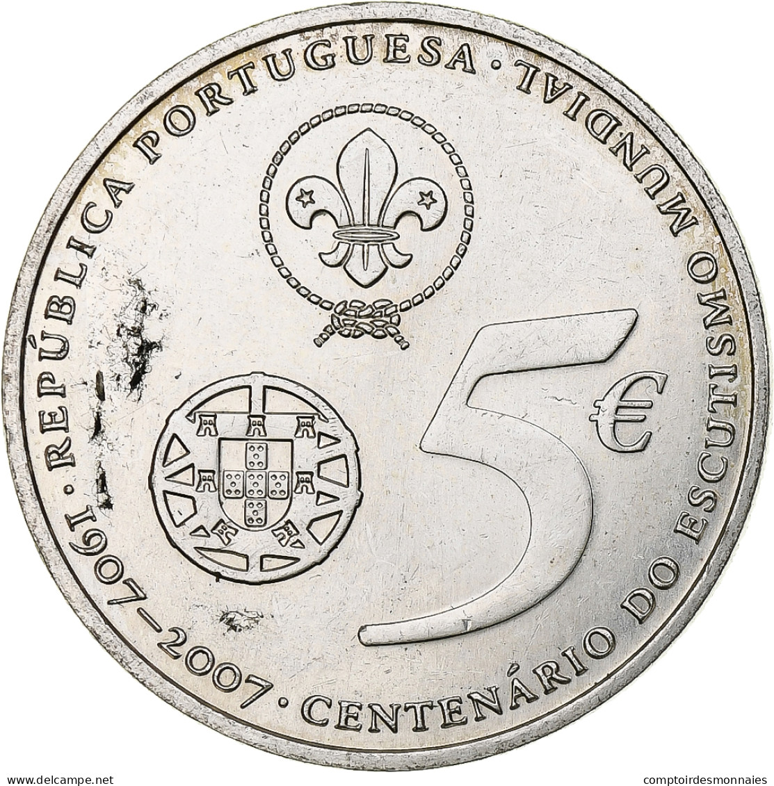 Portugal, 5 Euro, Scouting, 2007, Argent, SPL - Portugal