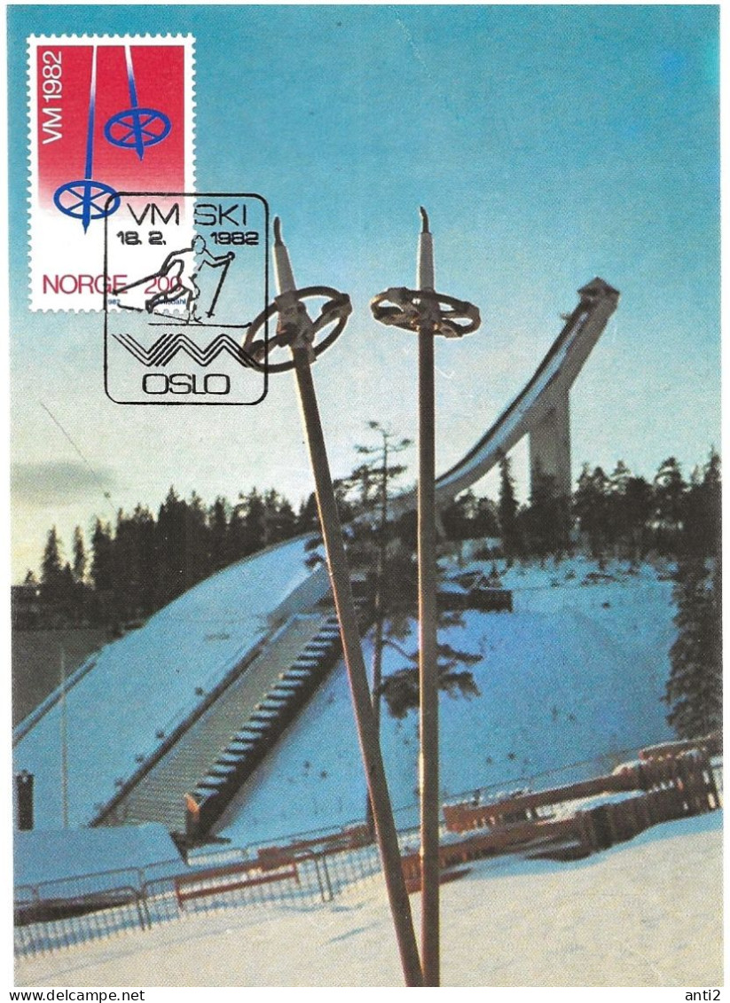 Norge Norway 1982 World Championship Nordic - Skiing In Oslo, Mi 853 On Maximumcard  - Cancelled 18.2.82 - Storia Postale