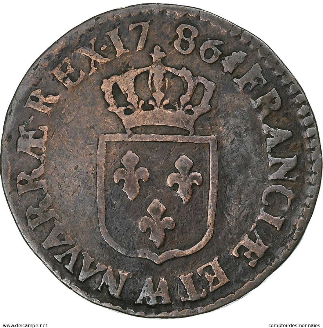 France, Louis XVI, 1/2 Sol, 1786, Metz, Cuivre, TB, Gadoury:349 - 1774-1791 Lodewijjk XVI