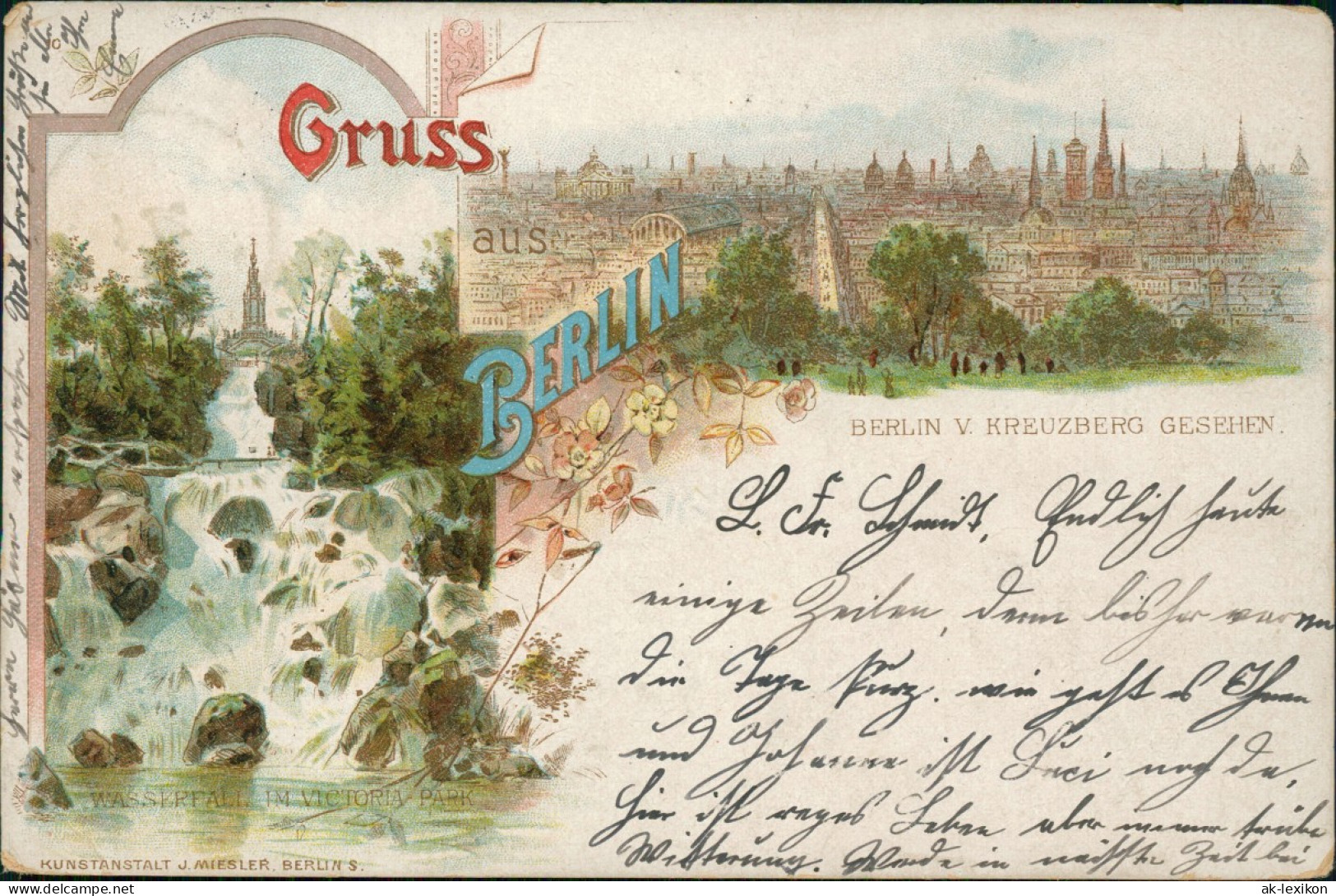 Ansichtskarte Litho AK Kreuzberg-Berlin Gruss Aus... Viktoriapark, Stadt 1898 - Kreuzberg