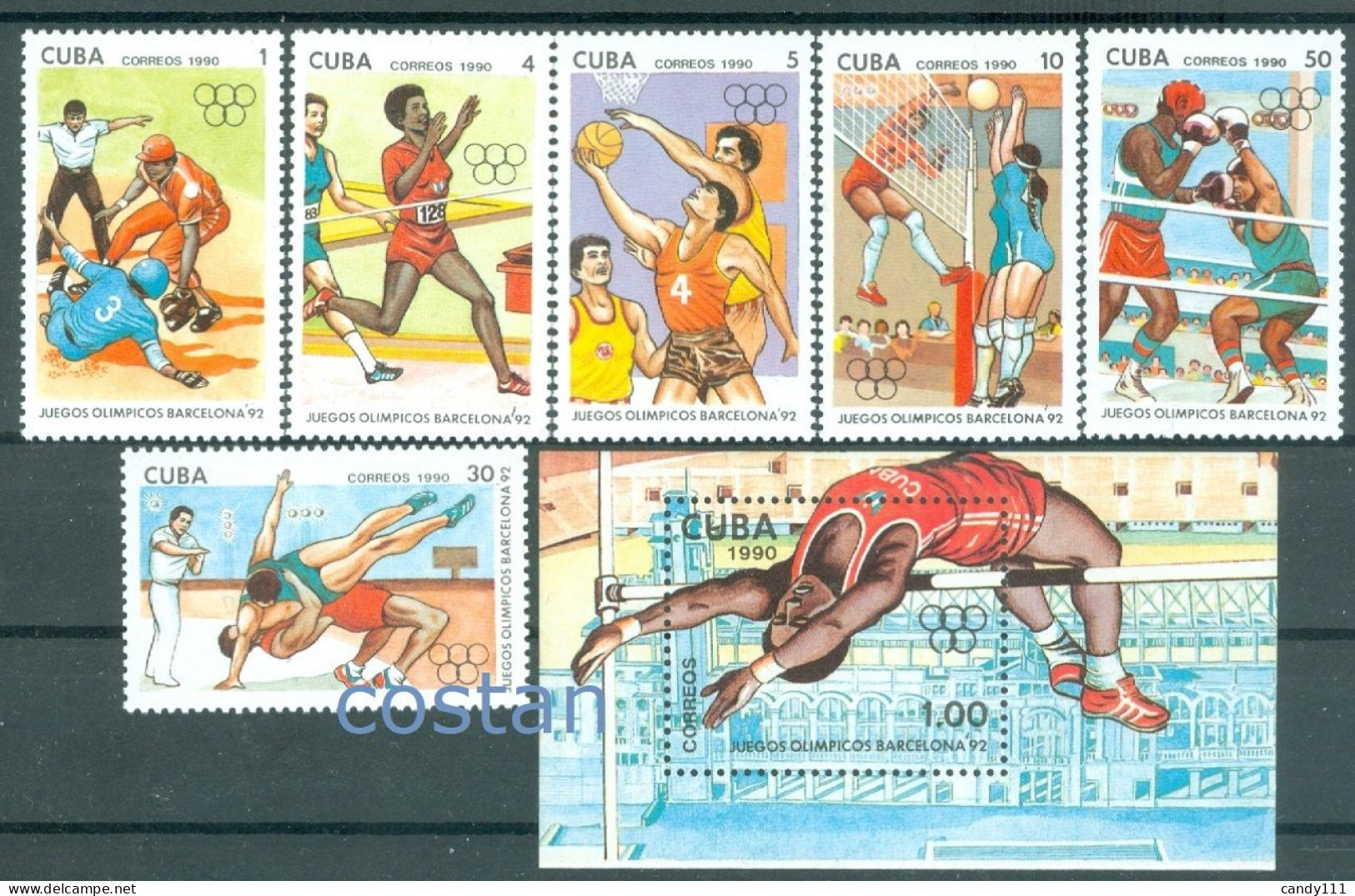 1990 Olympic Games Barcelona,Baseball,Volleyball,Basketball,cuba,3363,118,MNH - Base-Ball