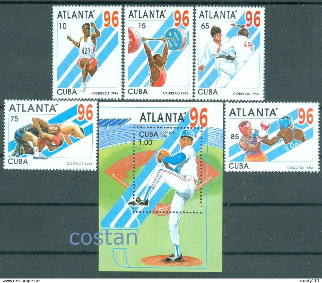 1996 Atlanta Olympic Games,Baseball,JUDO,boxing,wrestling,cuba,3899,142,MNH - Baseball