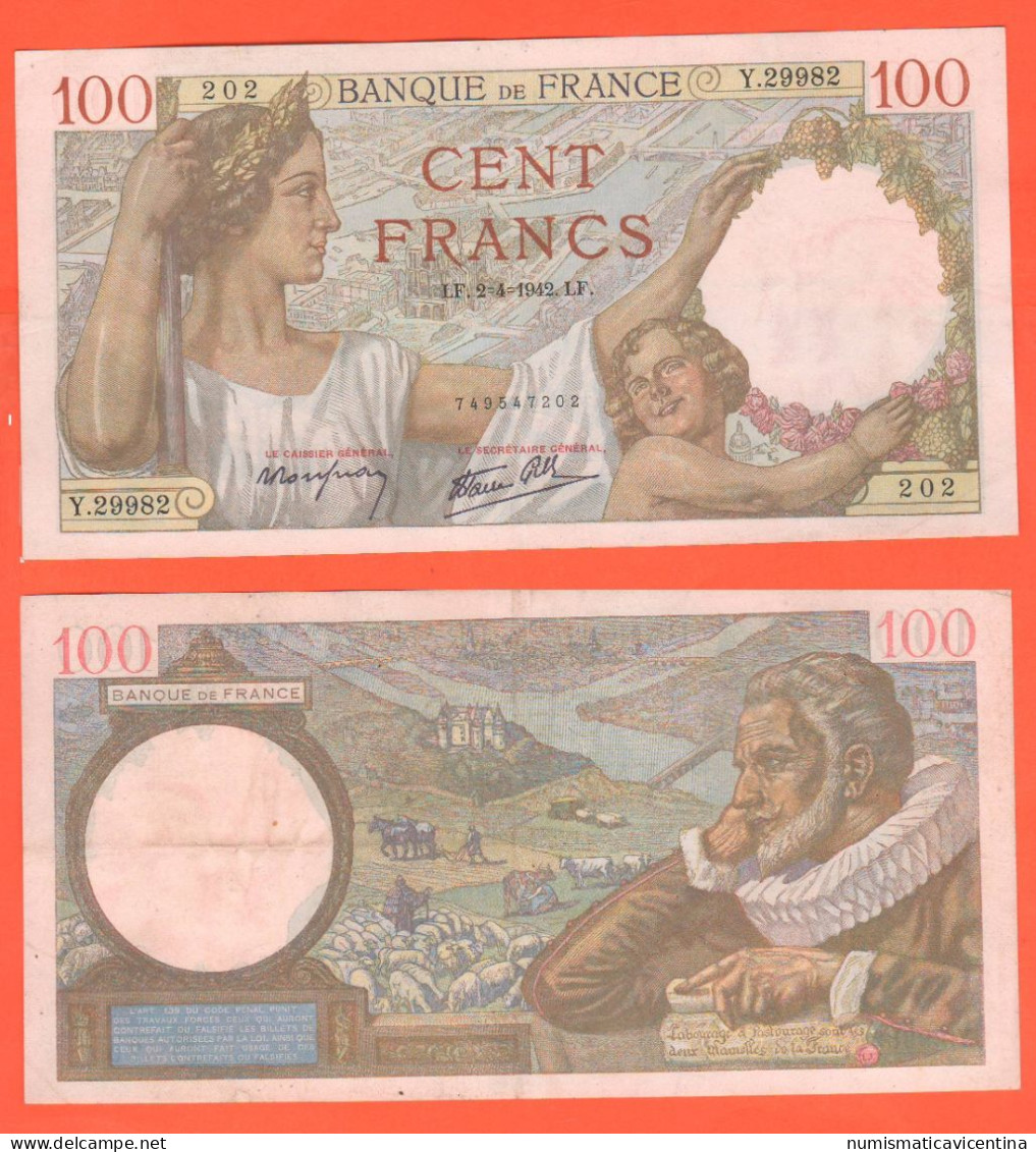 France Francia 100 Francs Franchi 1942 Sully - 100 F 1939-1942 ''Sully''