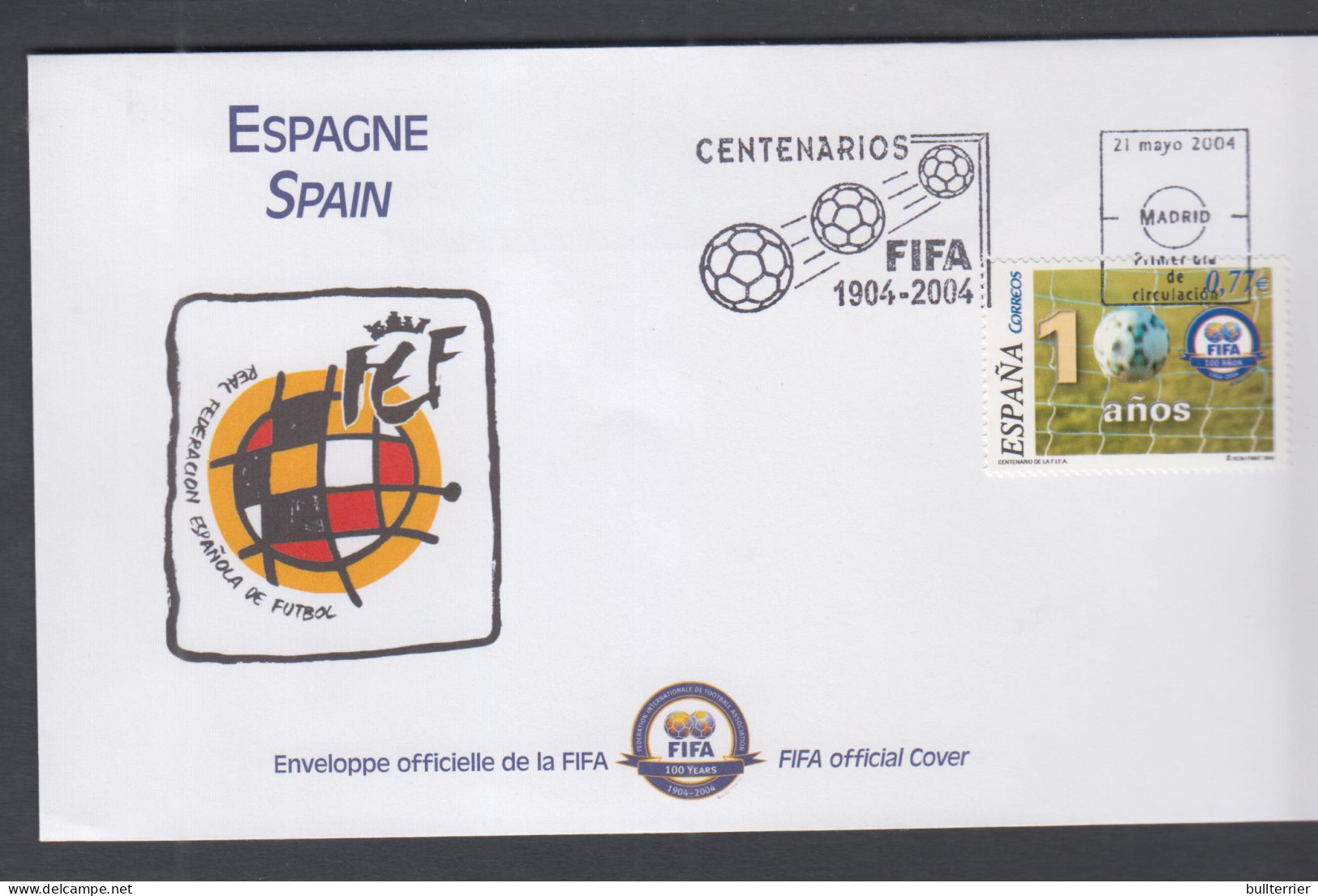 SOCCER - SPAIN  - 2004- FIFA CENTENARY   ILLUSTRATED FDC  - Covers & Documents
