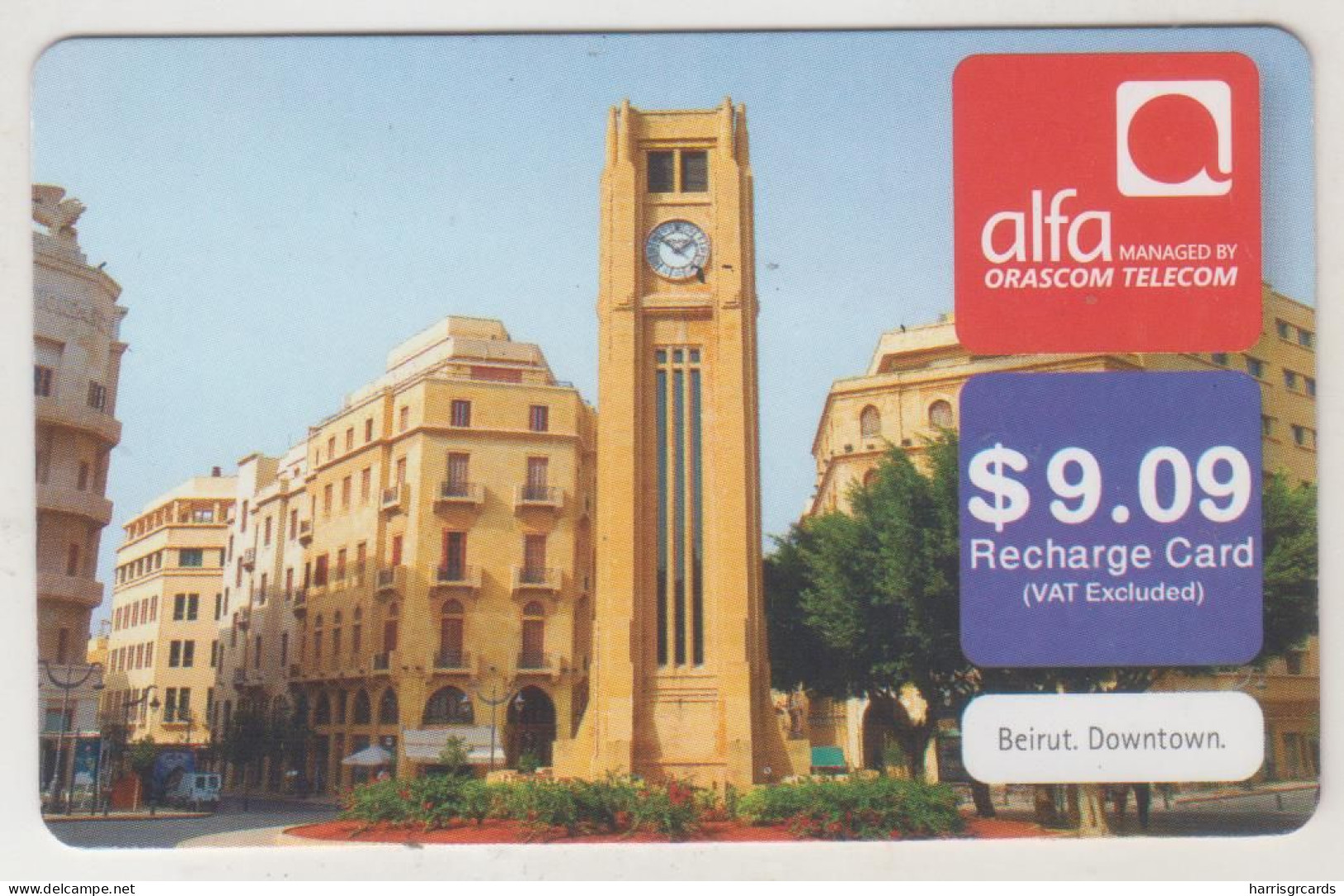 LEBANON - Beirut Downtown , Alfa Recharge Card 9.09$, Exp.date 20/02/14, Used - Lebanon