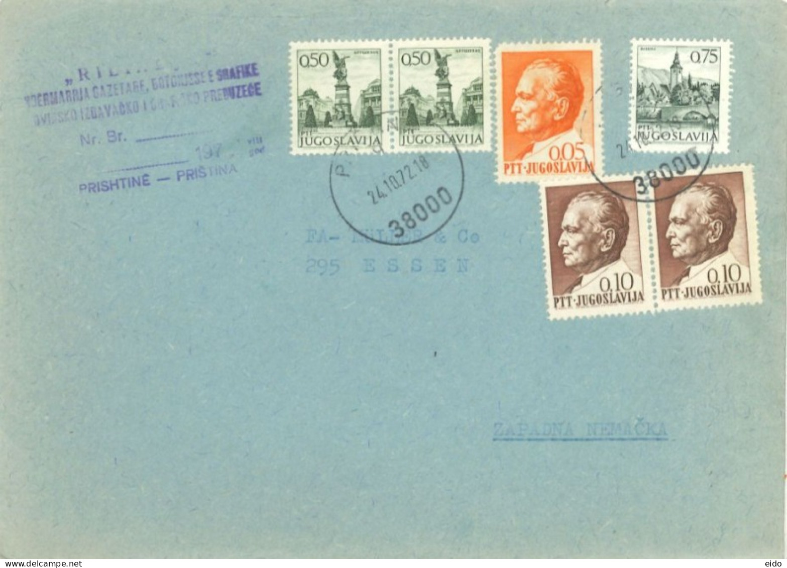 YUGOSLAVIA  - 1972, STAMPS COVER TO GERMANY. - Cartas & Documentos