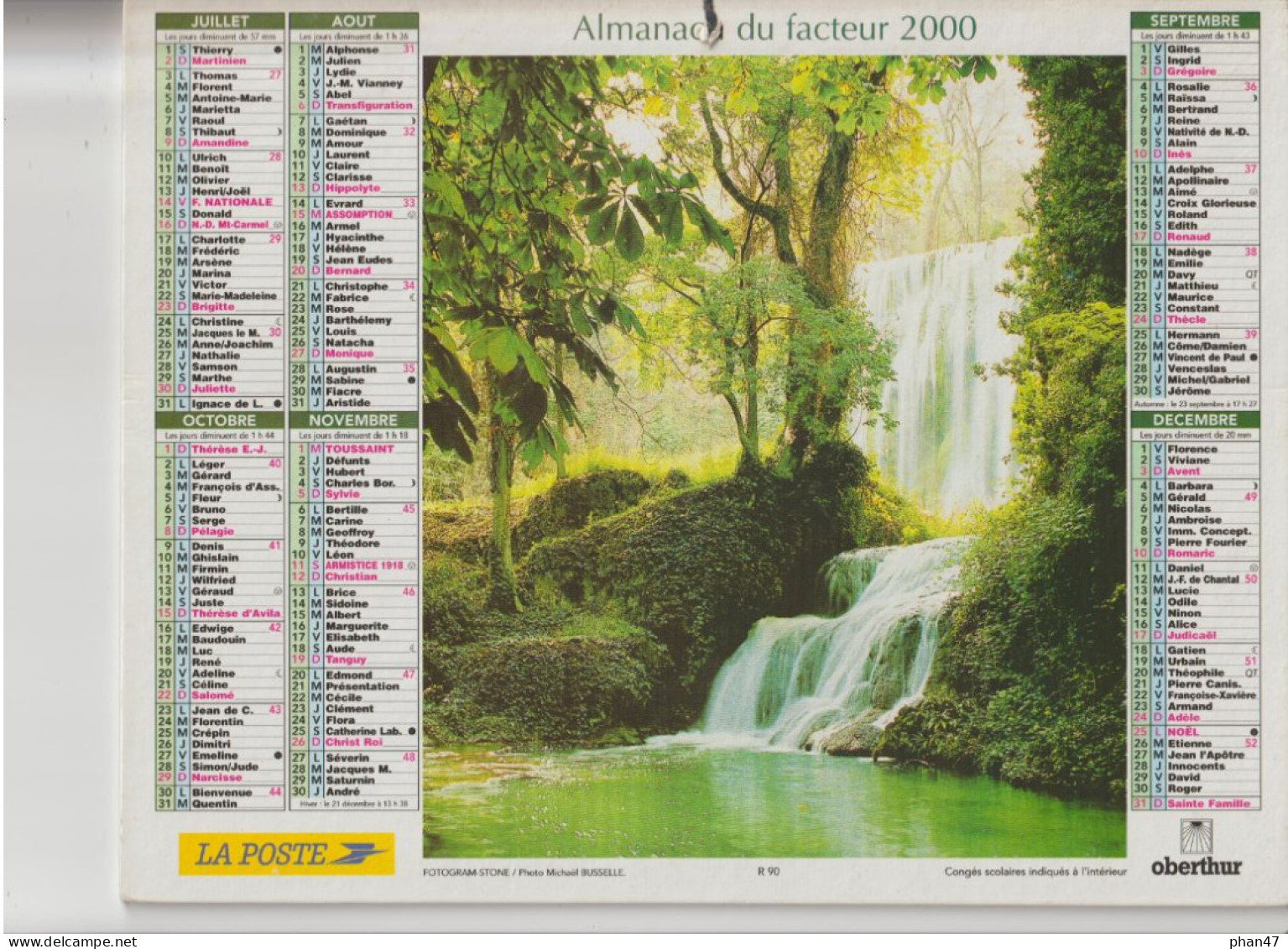 Almanach Du Facteur 2000, Moulin De Provence / Cascade (photo Michaël Busselle), OBERTHUR - Big : 1991-00