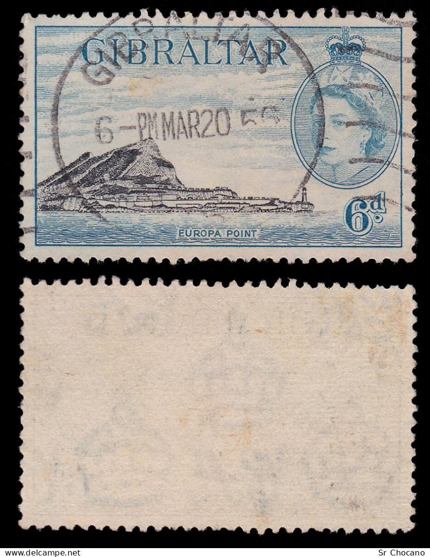 GIBRALTAR STAMP.1953.6p EUROPA POINT.SG.153.Used. - Gibraltar