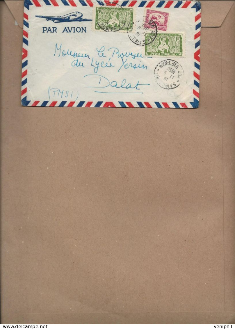 INDOCHINE - LETTRE PAR AVION -AFFRANCHIE N° 163 + N°  169 X2 - OBLITEREE CAD SAIGON - VIET-NAM   -1950 - Covers & Documents