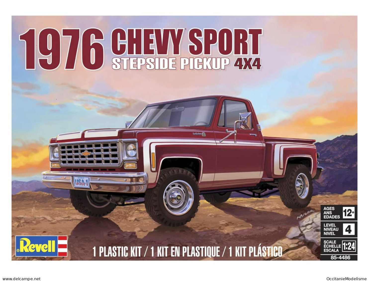 Monogram / Revell - CHEVROLET SPORT STEPSIDE Pickup 4x4 1976 Maquette Réf. 14486 85-4486 Neuf NBO 1/24 - Cars