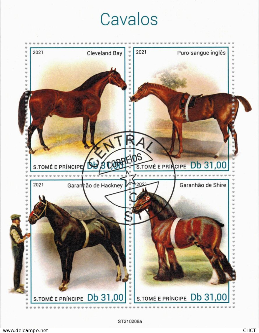 CHCT70 - Horses, Fauna, Nature, Stamp Mini Sheet, Used CTO, 2021, Sao Tome E Principe - Sao Tome Et Principe