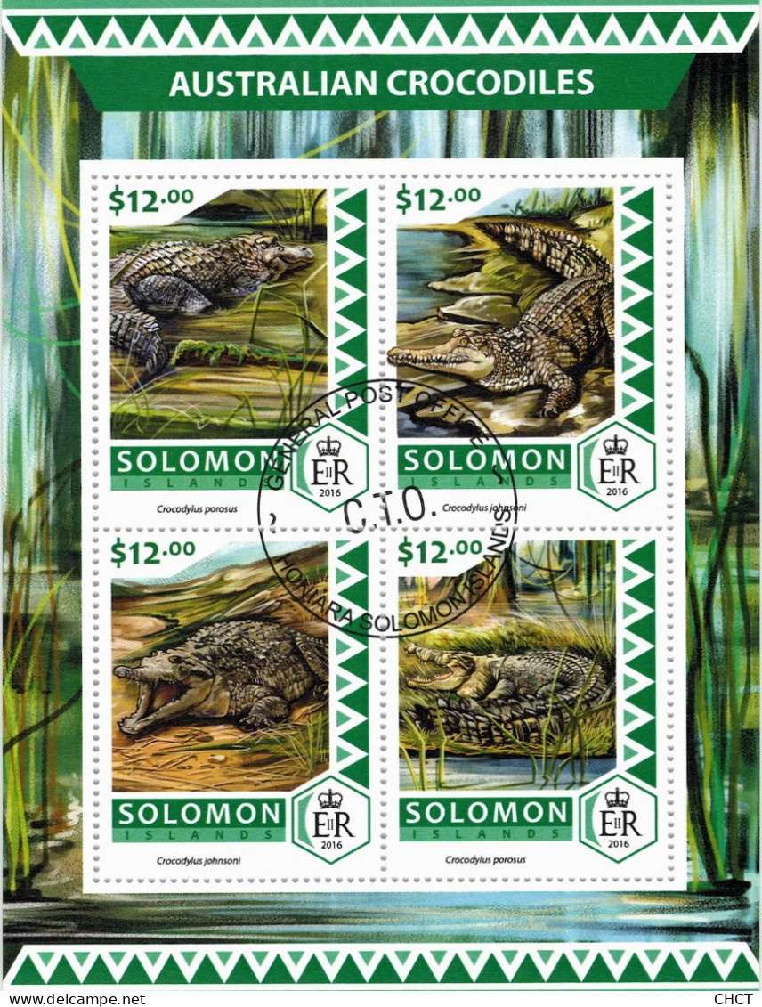 CHCT70 - Australian Crocodiles, Fauna, Nature, Stamp Mini Sheet, Used CTO, 2016, Solomon Islands - Autres - Afrique