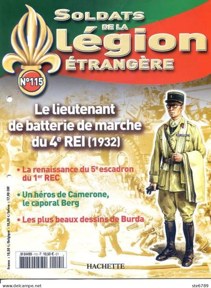 N° 115 Lieutenant Batterie Marche 4° REI , 1° RC , Caporal Berg Camerone , Dessins Burda , Soldats Légion étrangère - Francese