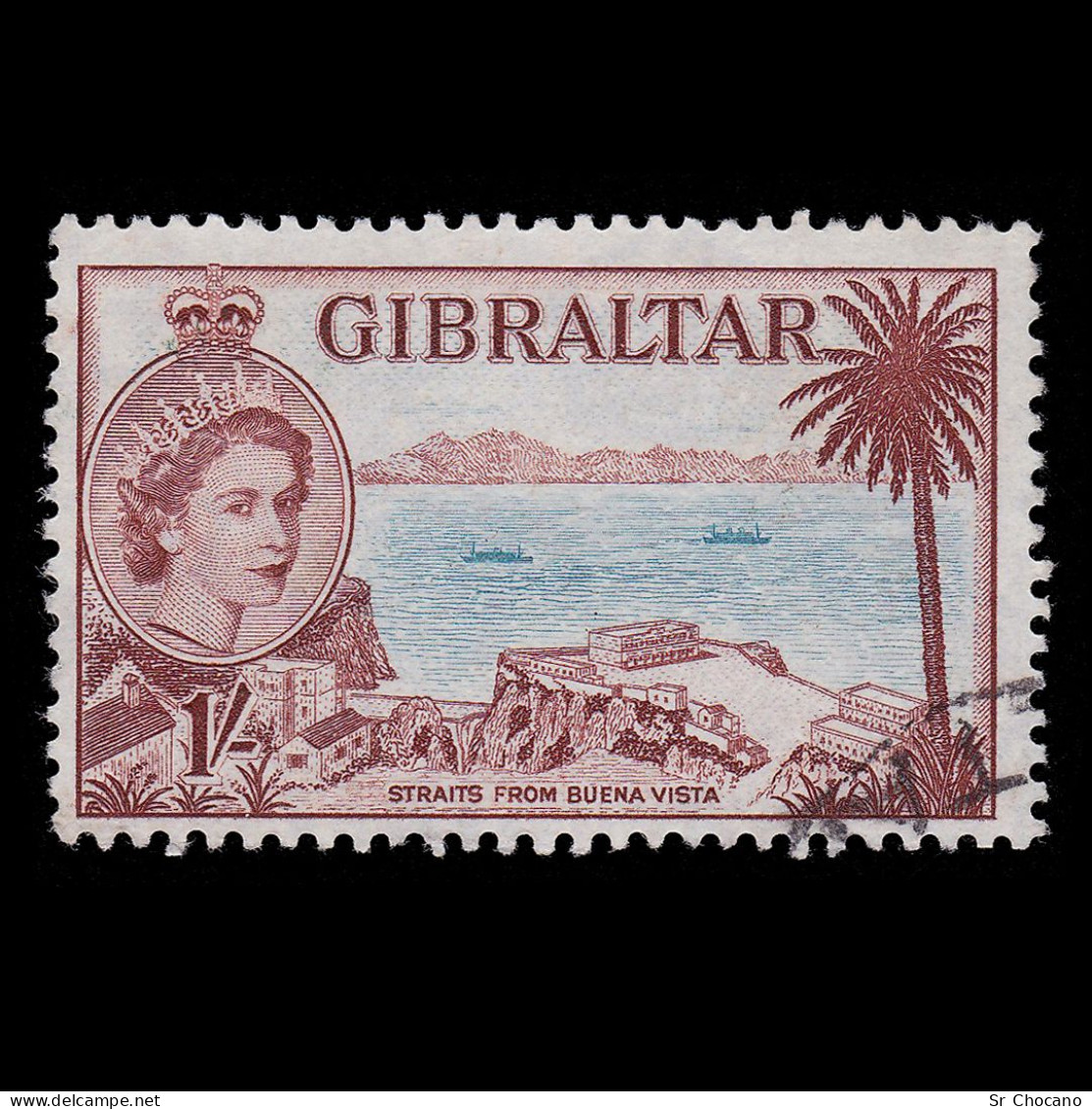 GIBRALTAR STAMP.1953.1sh Red Brn & Bl .SG.154.Used. - Gibraltar