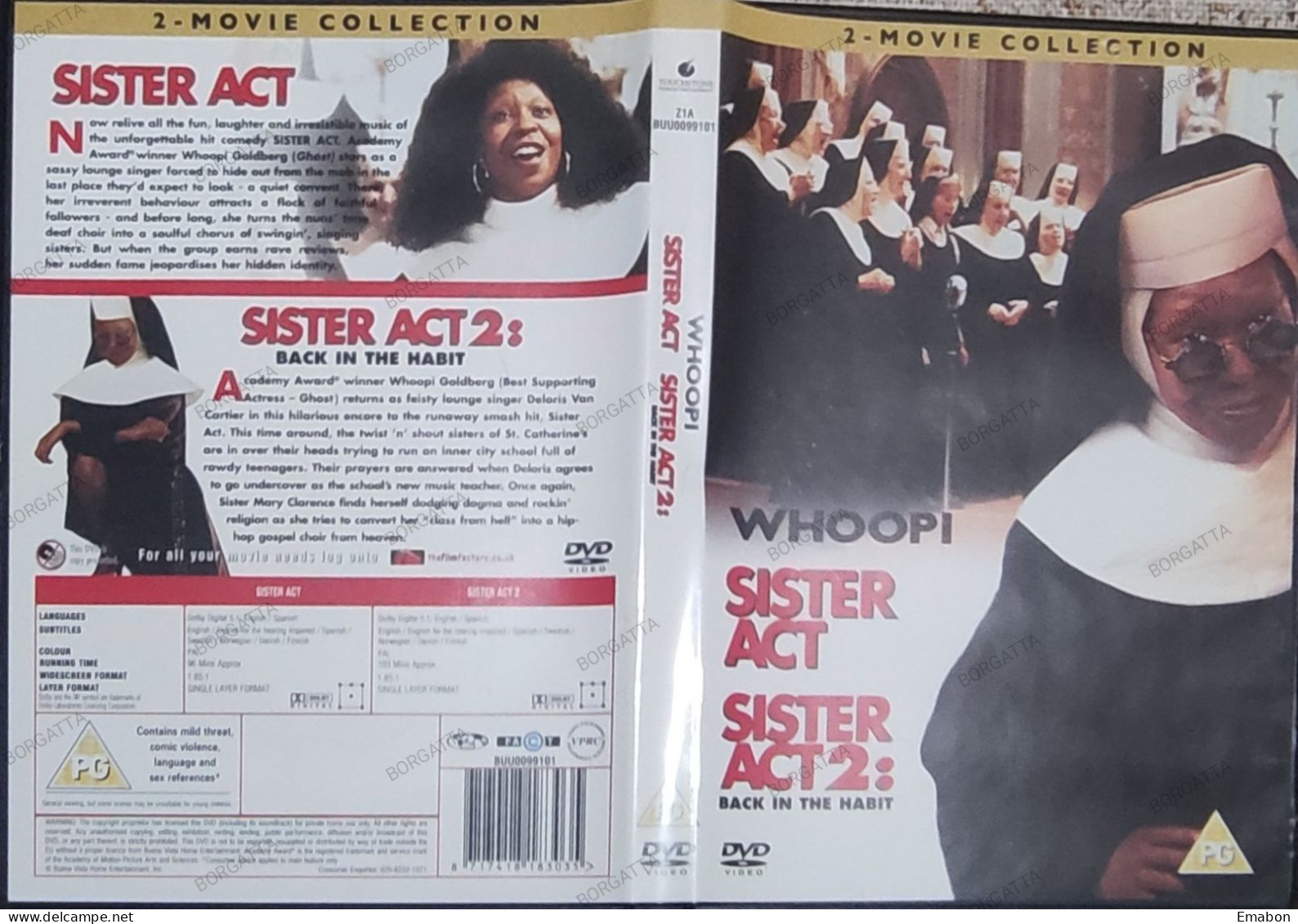 BORGATTA - COMMEDIA - DVD SISTER ACT + SISTER ACT 2 - WHOOPI GOLDBERG - TOUCHSTONE  - USATO In Buono Stato - Comédie