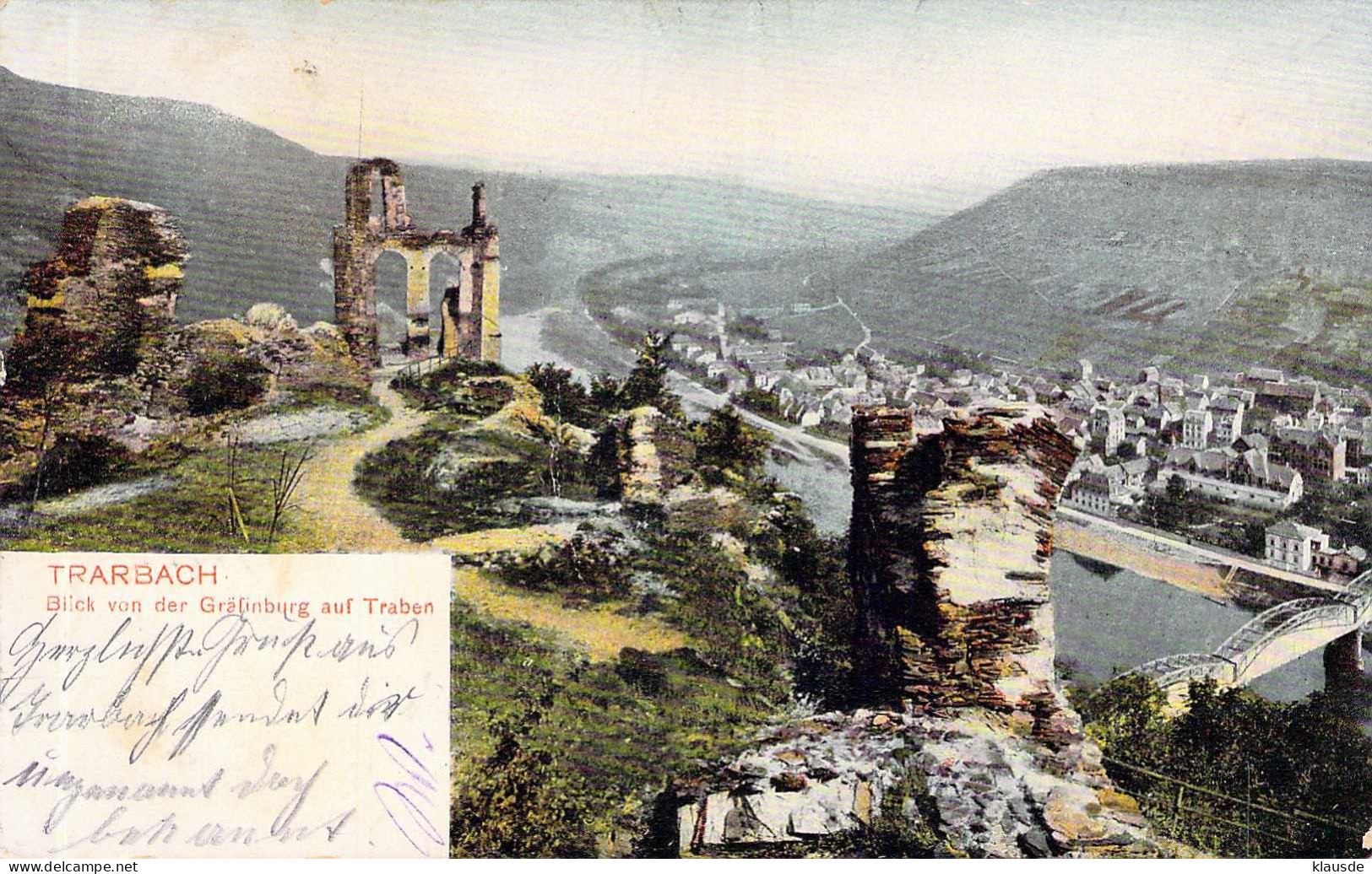 Traben - Blick Von Der Gräfenburg Auf Traben Gel.1905 AKS - Traben-Trarbach