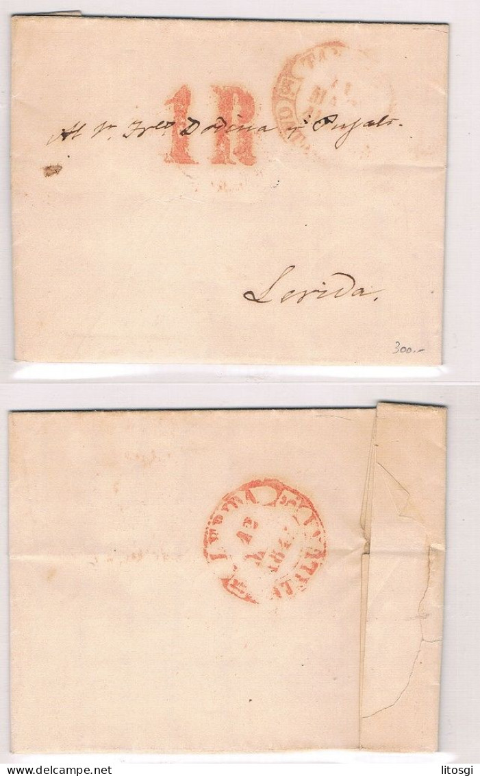 ESPAÑA 1847 Carta De Tarragona A Lérida - ...-1850 Vorphilatelie