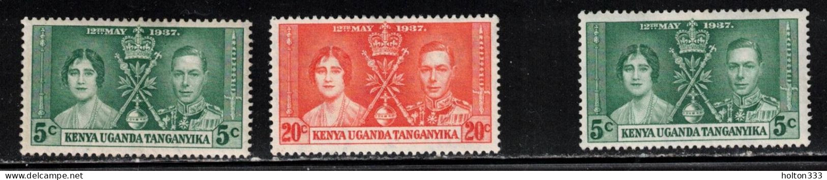 KENYA, UGANDA & TANGANYIKA Scott # 60-1 MH  & NG - KGVI Coronation Part Set - Kenya, Ouganda & Tanganyika