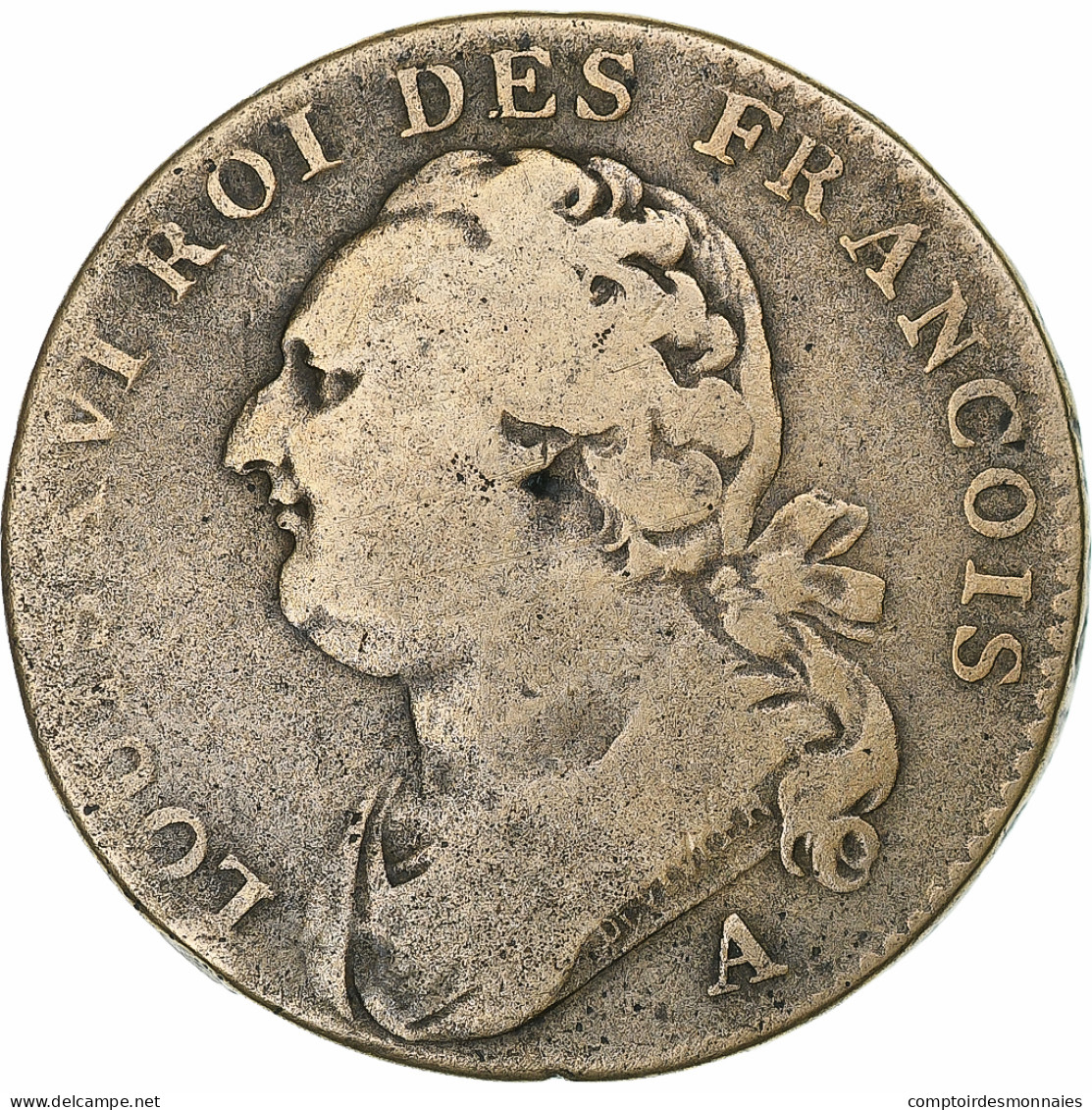 France, Louis XVI, 12 Deniers, 1791 / AN 3, Paris, Métal De Cloche, TB+ - Other & Unclassified