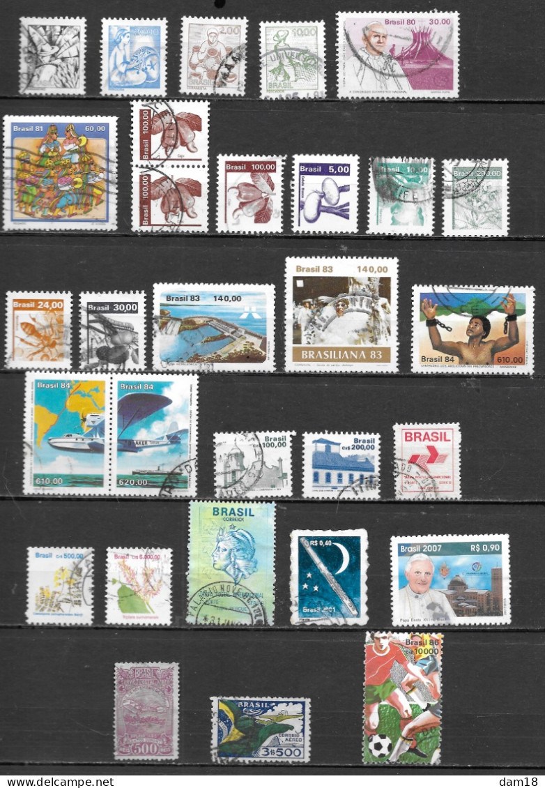 BRESIL LOT DE 30 TIMBRES OBLITERES DIVERS - Collections, Lots & Series