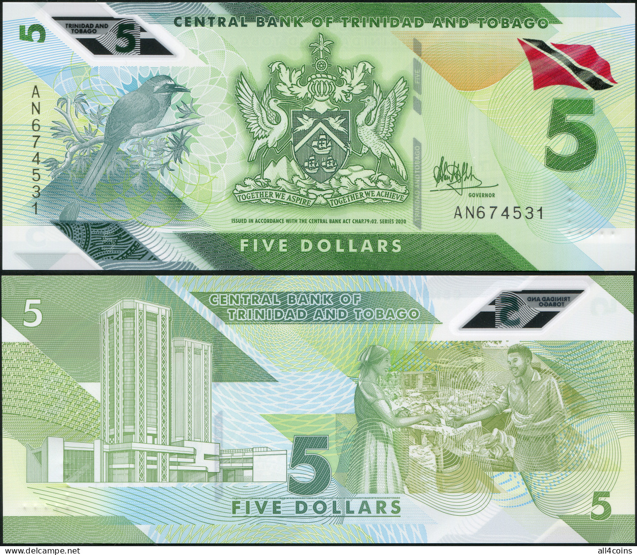 Trinidad And Tobago 5 Dollars. 2020 Polymer Unc. Banknote Cat# P.NL - Trinidad & Tobago