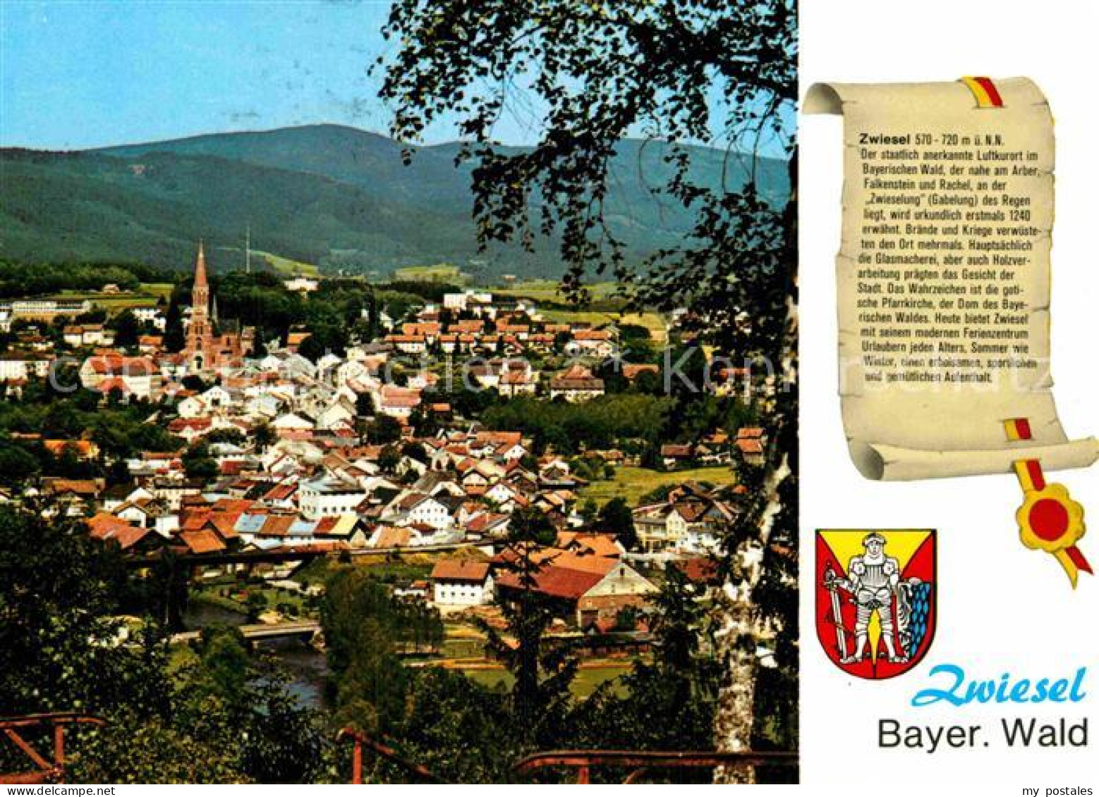 72928939 Zwiesel Niederbayern Stadtpanorama Geschichte Siegel Wappen Zwiesel - Zwiesel