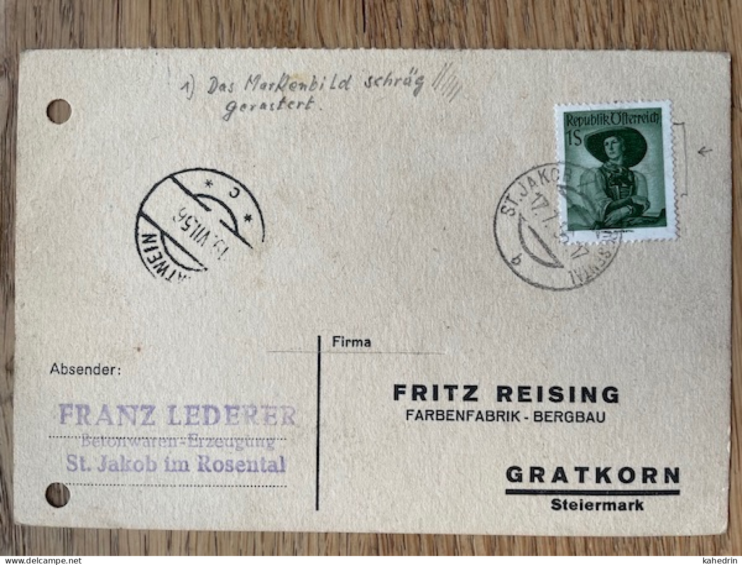 Österreich / Austria 1956, Plattenfehler / Druckzufälligkeit Mi. # 912: Das Markenbild Schräg Gerasterd - Errores & Curiosidades