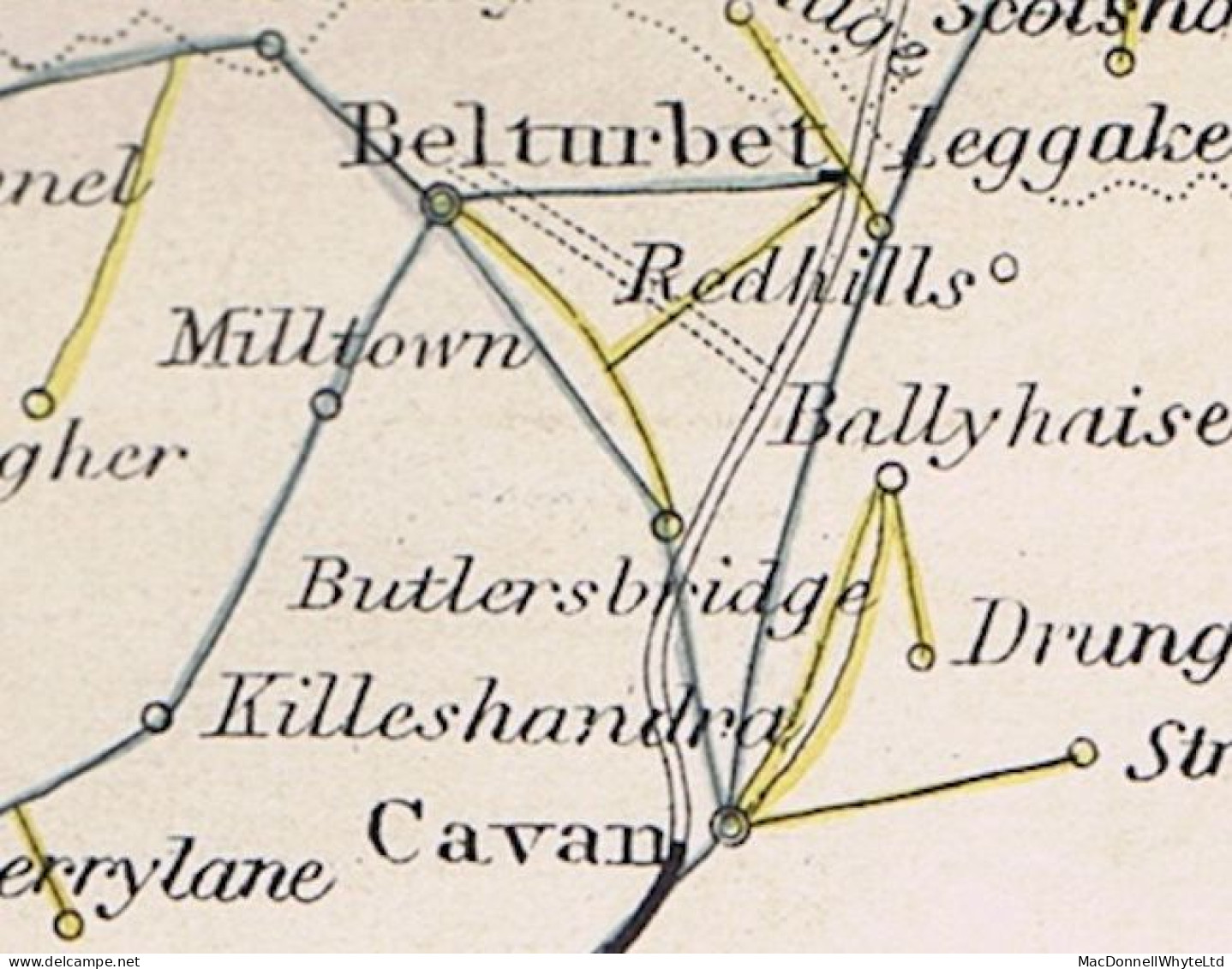 Ireland Cavan 1848 Cover To Dublin With 1d Red Plate 77 IK (Re-entry) Tied Belturbet "65" Diamond, BELTURBET NO 27 1844 - Impuestos