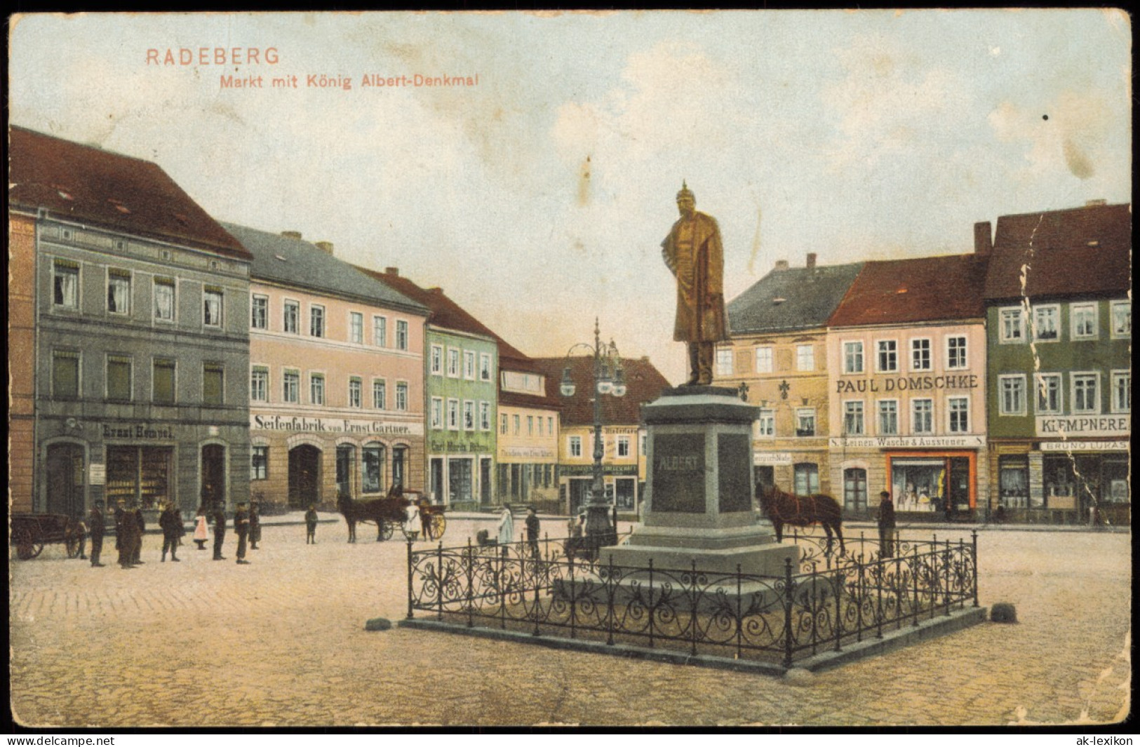 Ansichtskarte Radeberg Markt Mit König Albert-Denkmal 1911 - Radeberg