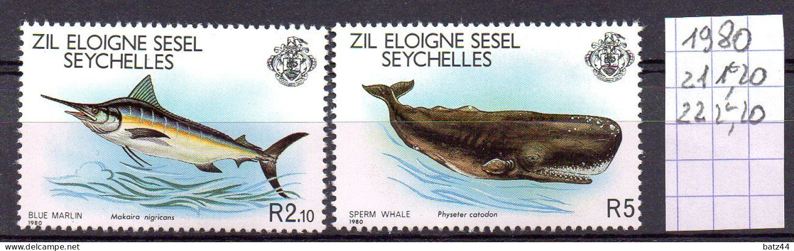 SEYCHELLES ZIL ELOIGNE SESEL Timbre Neuf MNH ** Année Year 1980 N° YT 21 Et 22 - Seychelles (1976-...)
