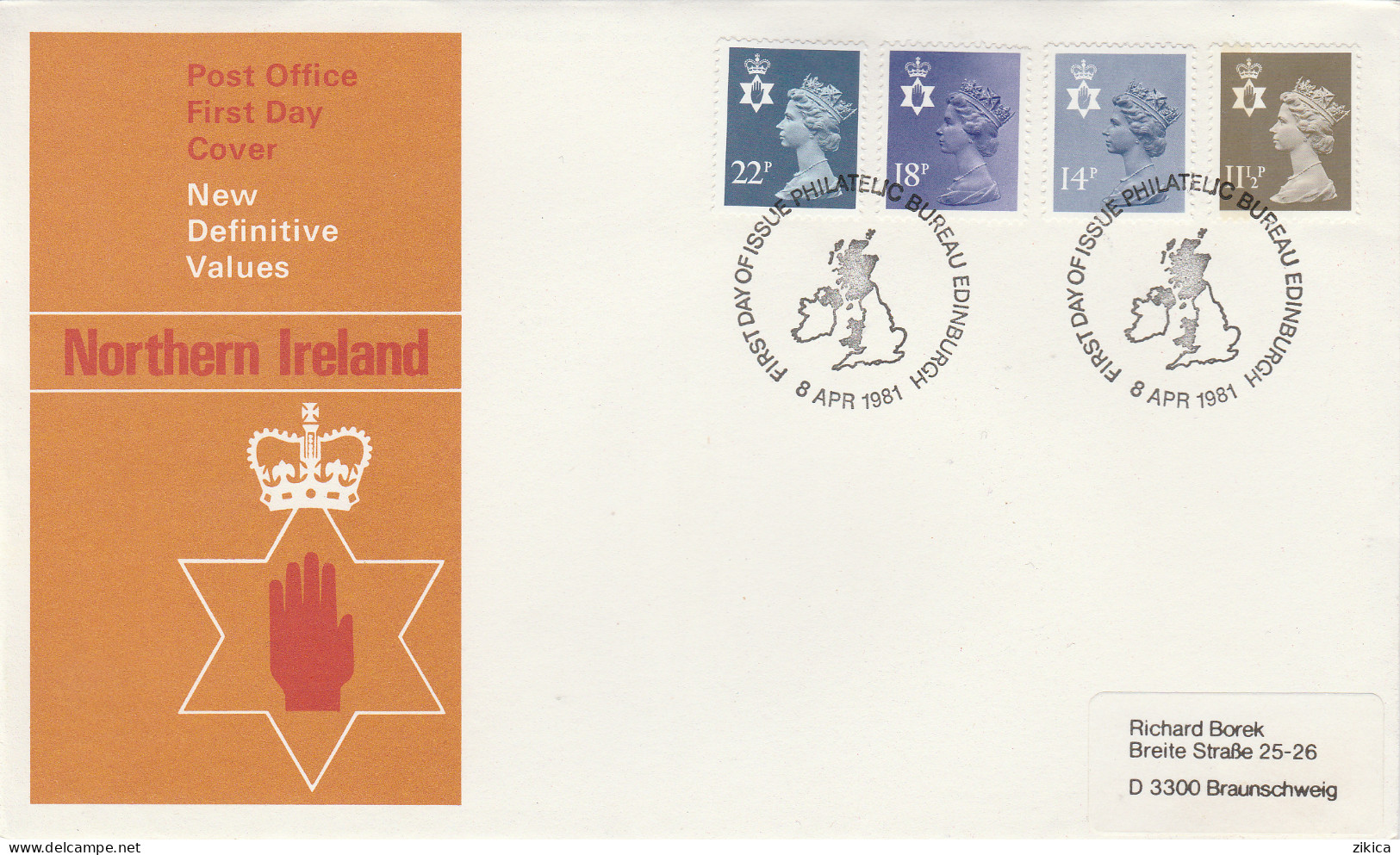 Great Britain > Regional Issues > Northern Ireland FDC 1981,Elizabeth II. ,Bureau Edinburgh - Noord-Ierland