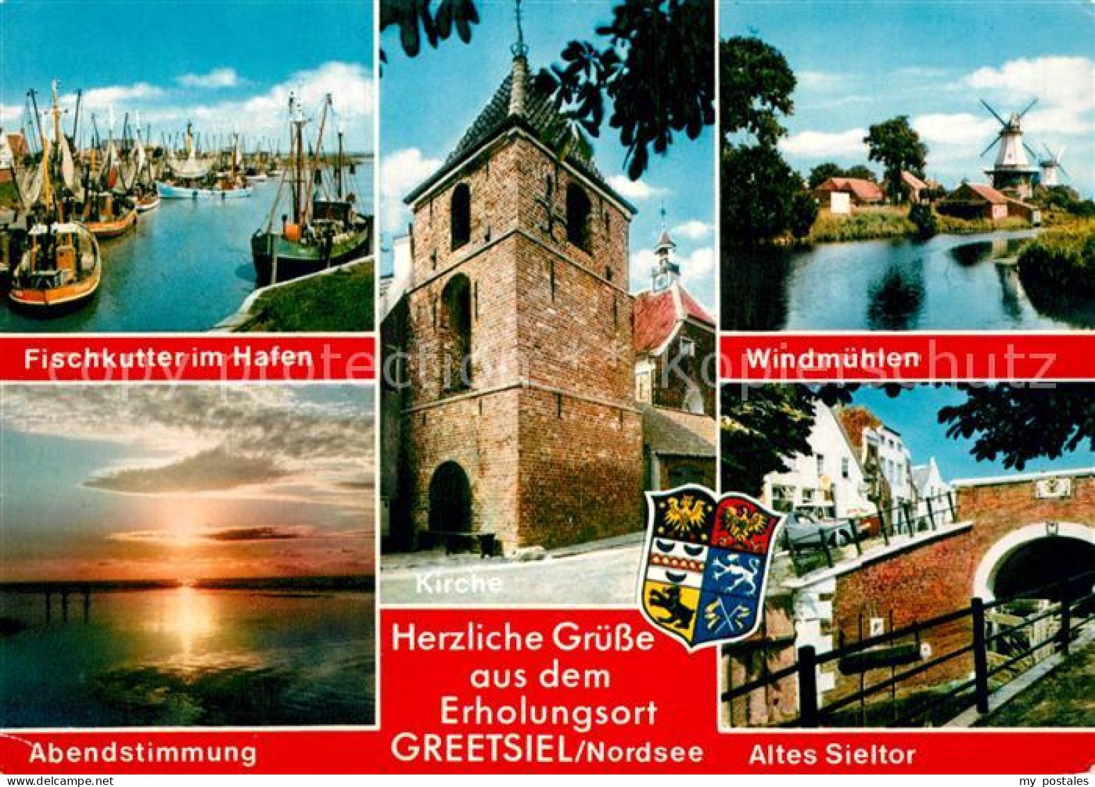 72926987 Greetsiel Kirche Windmuehlen Altes Sieltor Fischkutter Hafen Greetsiel - Krummhörn