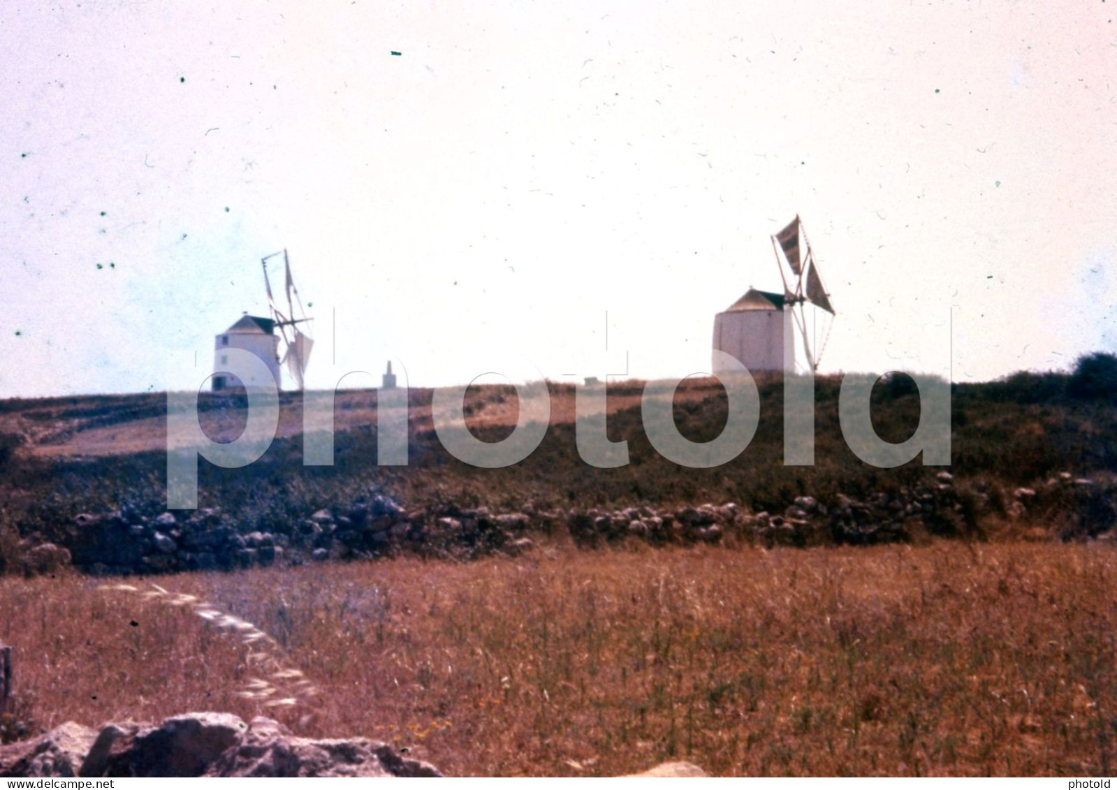 2 SLIDES SET 1957 WIND MILL MOULIN ERICEIRA PORTUGAL ORIGINAL AMATEUR 35mm DIAPOSITIVE SLIDE Not PHOTO No FOTO NB3926 - Diapositives