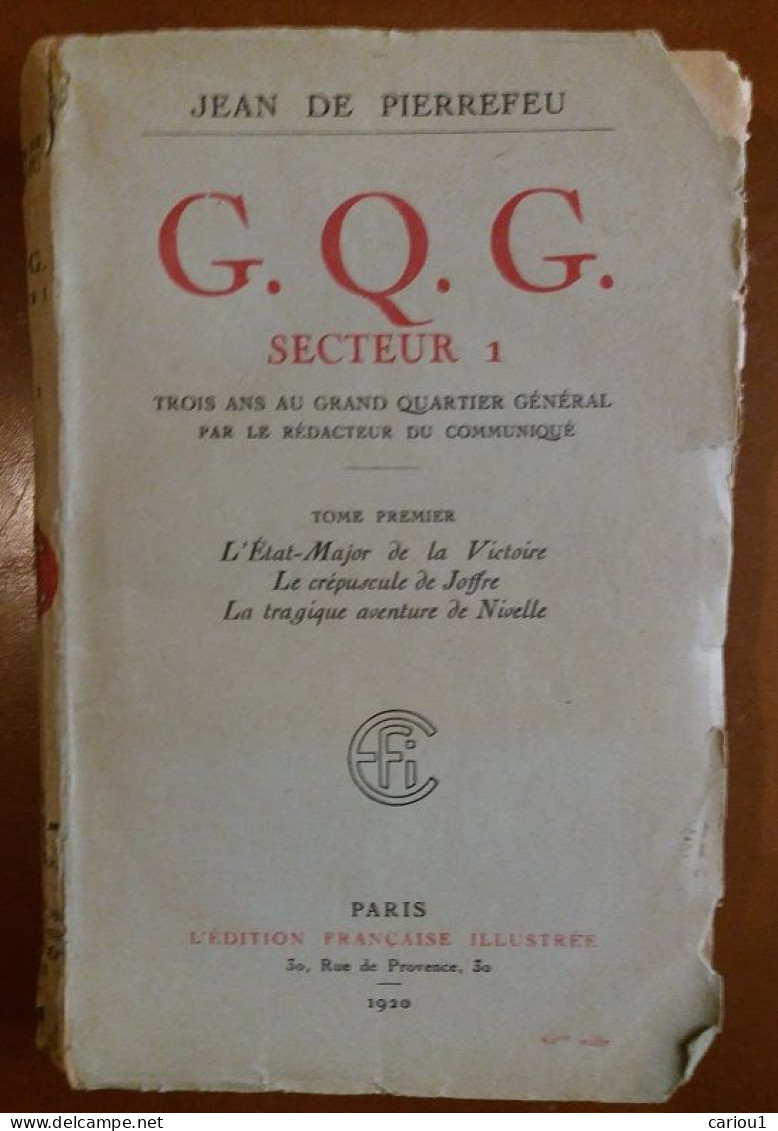 C1  14 18 Jean De Pierrefeu G.Q.G. SECTEUR 1 1920 PORT INCLUS France - Guerre 1914-18