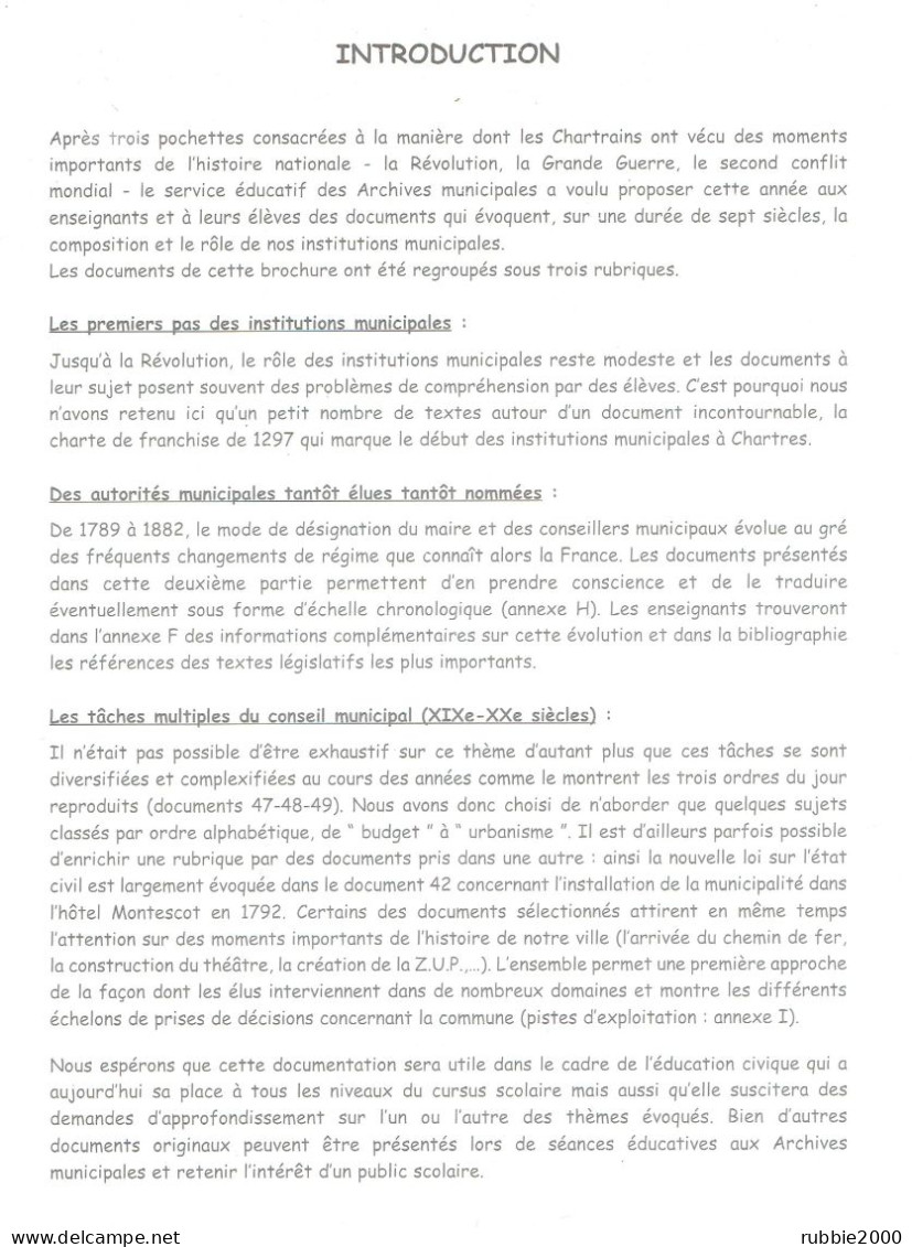 A LA DECOUVERTE DE L ADMINISTRATION MUNICIPALE CHARTRES DE 1297 A NOS JOURS ARCHIVES MUNICIPALES DE CHARTRES - Centre - Val De Loire