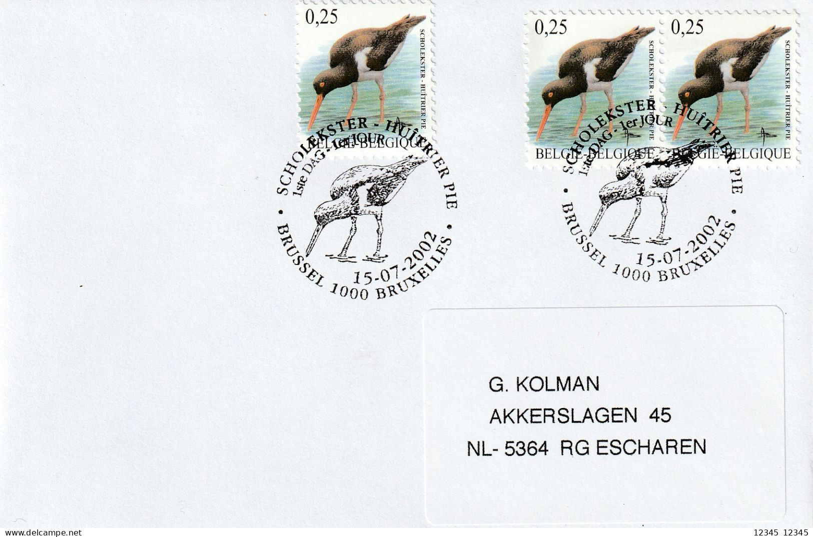 België 2002, Letter Sent To Netherland, Birds - Covers & Documents