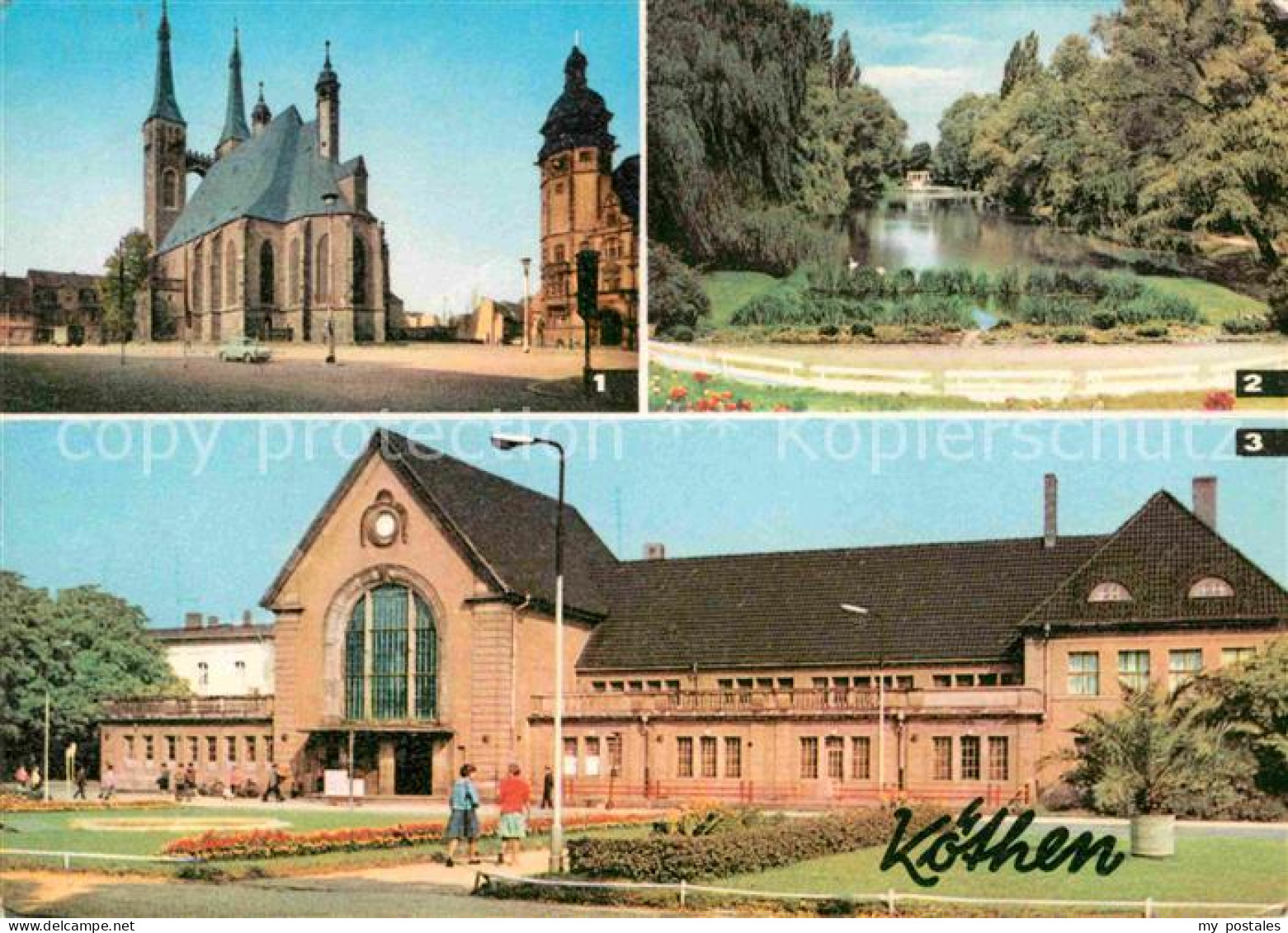 72818262 Koethen Anhalt Marktplatz St. Jakobskirche Hubertusteich Bahnhof Coethe - Koethen (Anhalt)