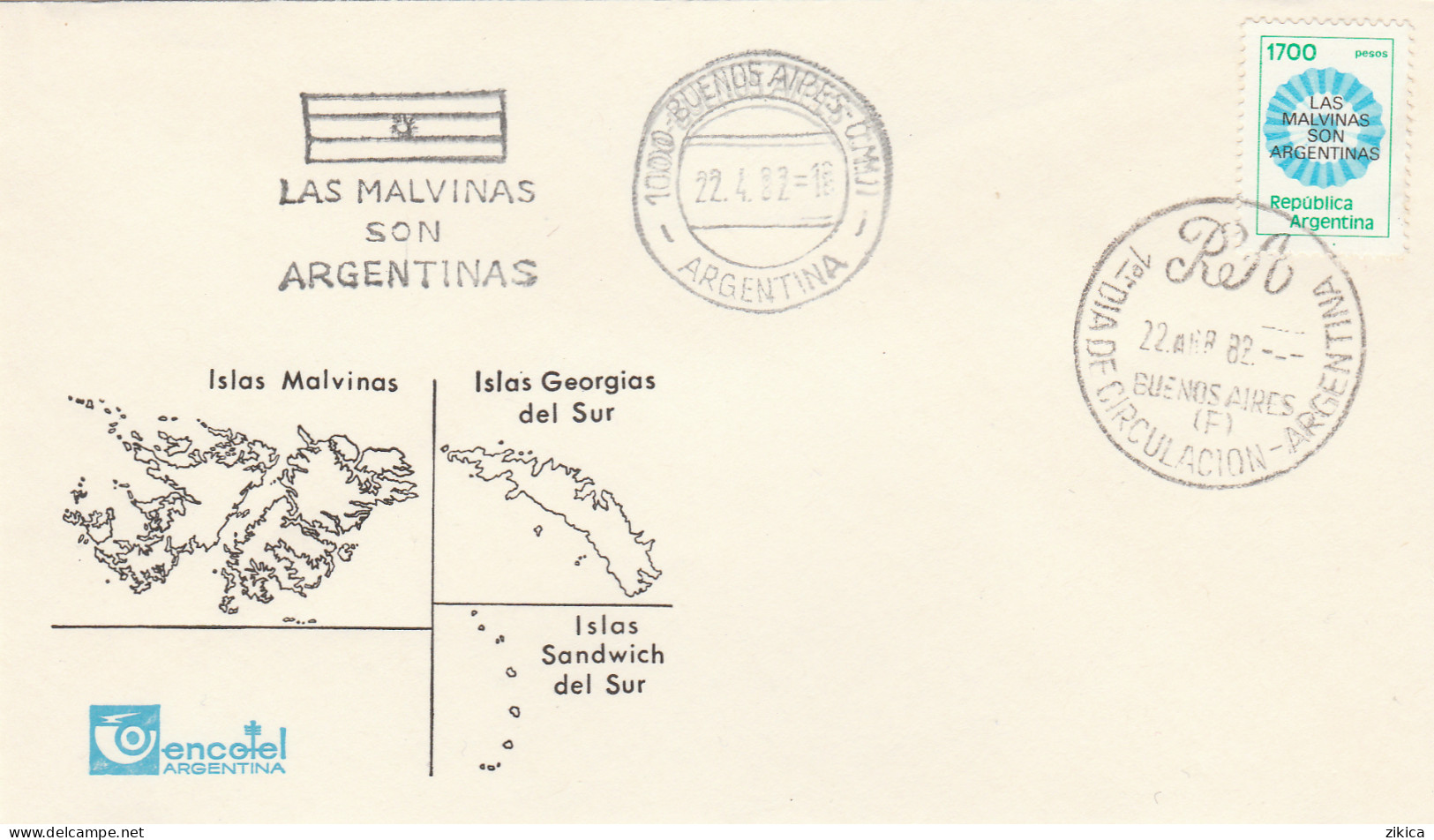 Argentina / Islas Malvinas / Falkland Islands / Antartica - 1982,cover - Lettres & Documents