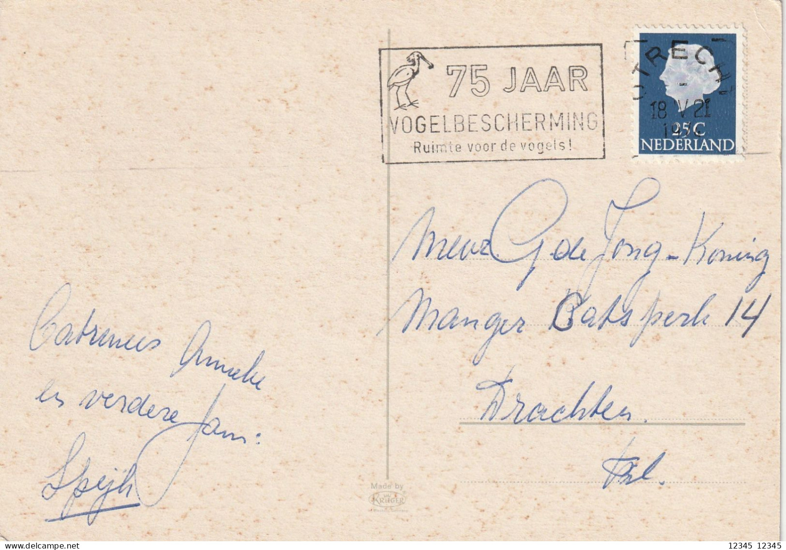 Nederland 1974, Stamped 75 Years Of Bird Protection - Lettres & Documents