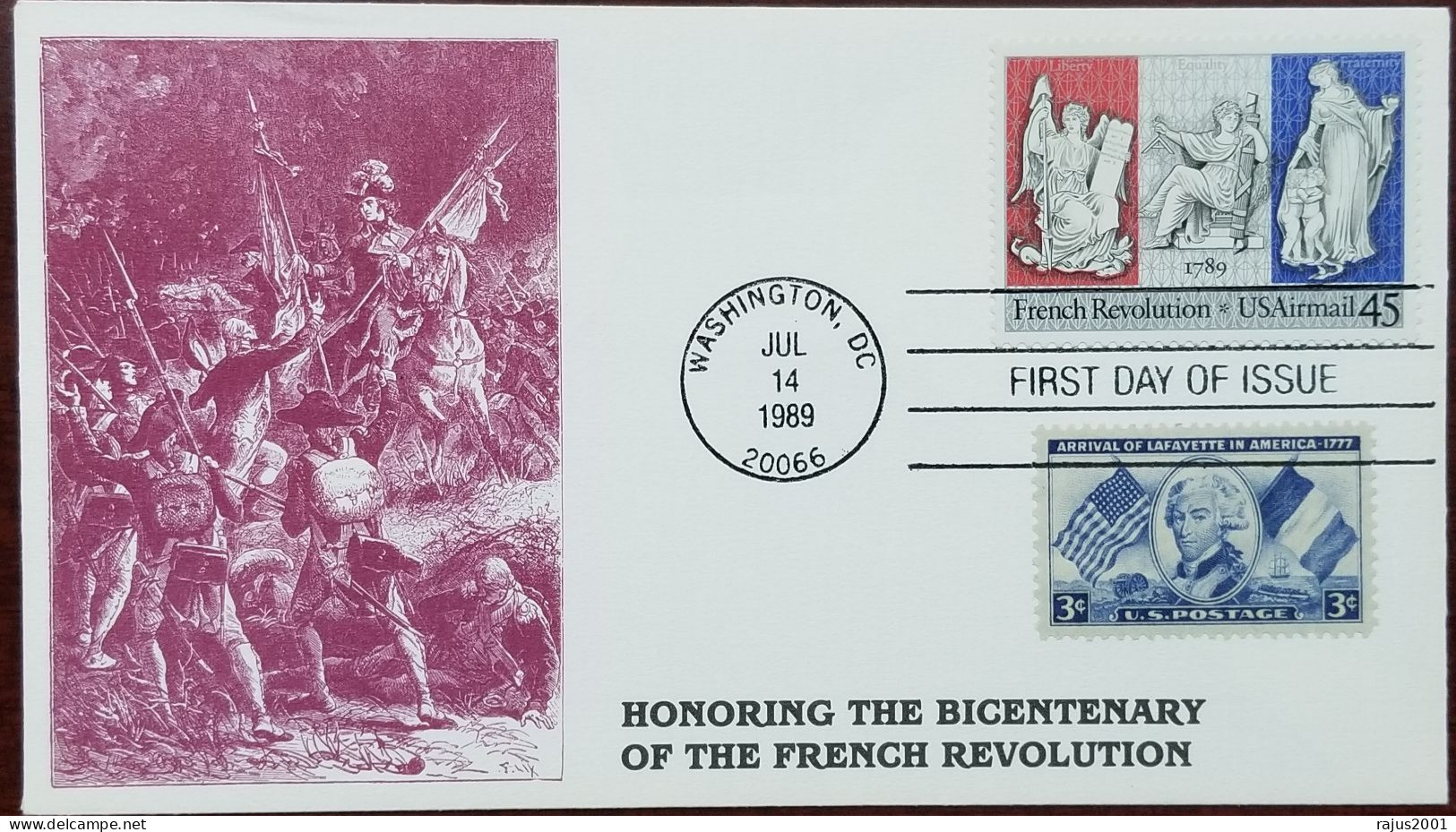 Plumbline, Masonic Symbol, Liberty, Equality & Fraternity, Freemasonry, Heart In Hand, French Revolution FDC - Massoneria