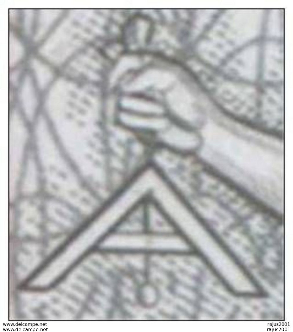 Plumbline, Masonic Symbol, Liberty, Equality & Fraternity, Freemasonry, Heart In Hand, French Revolution FDC - Francmasonería