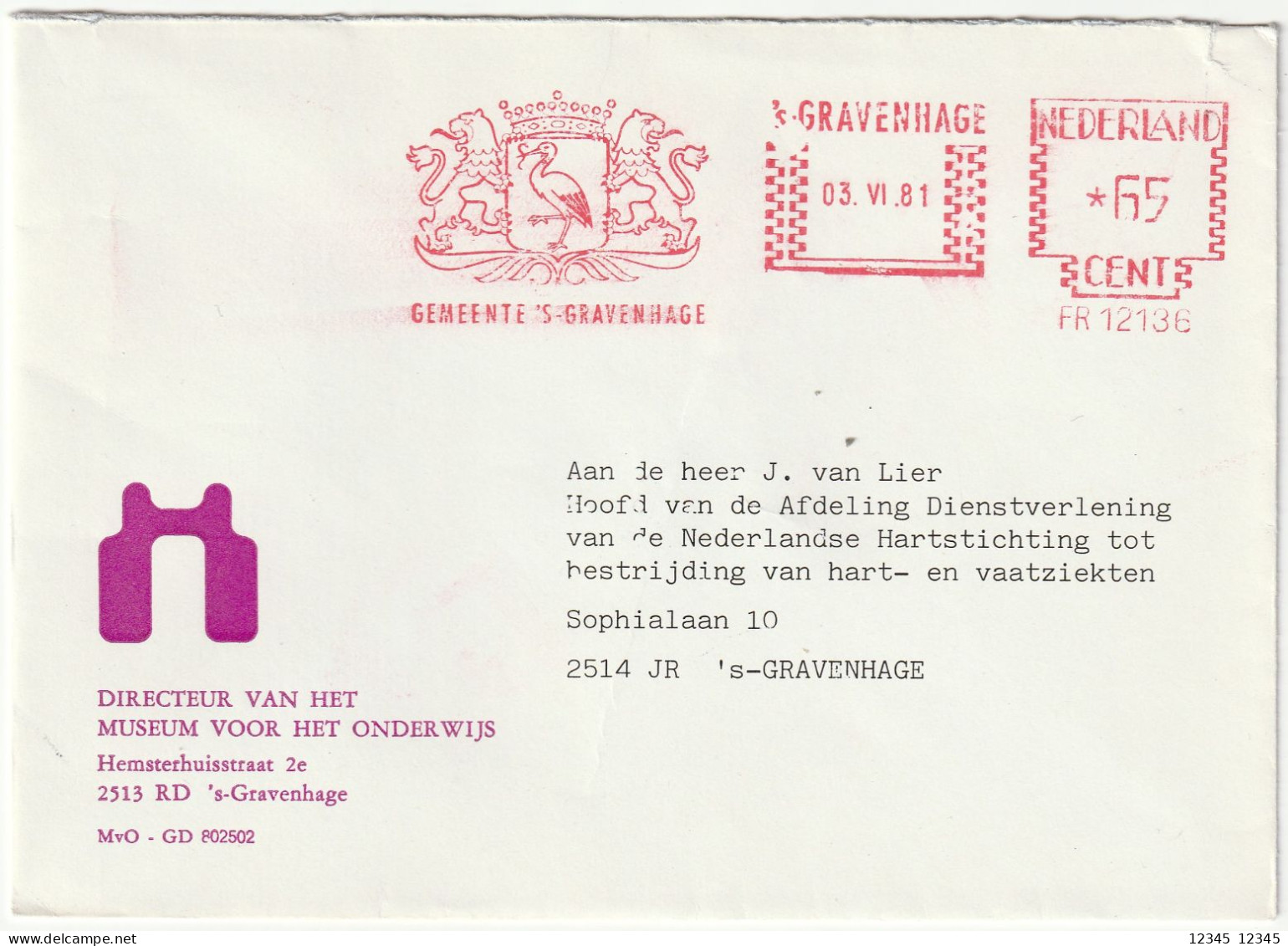 Nederland 1981, Municipality Of The Hague, Stork - Maschinenstempel (EMA)