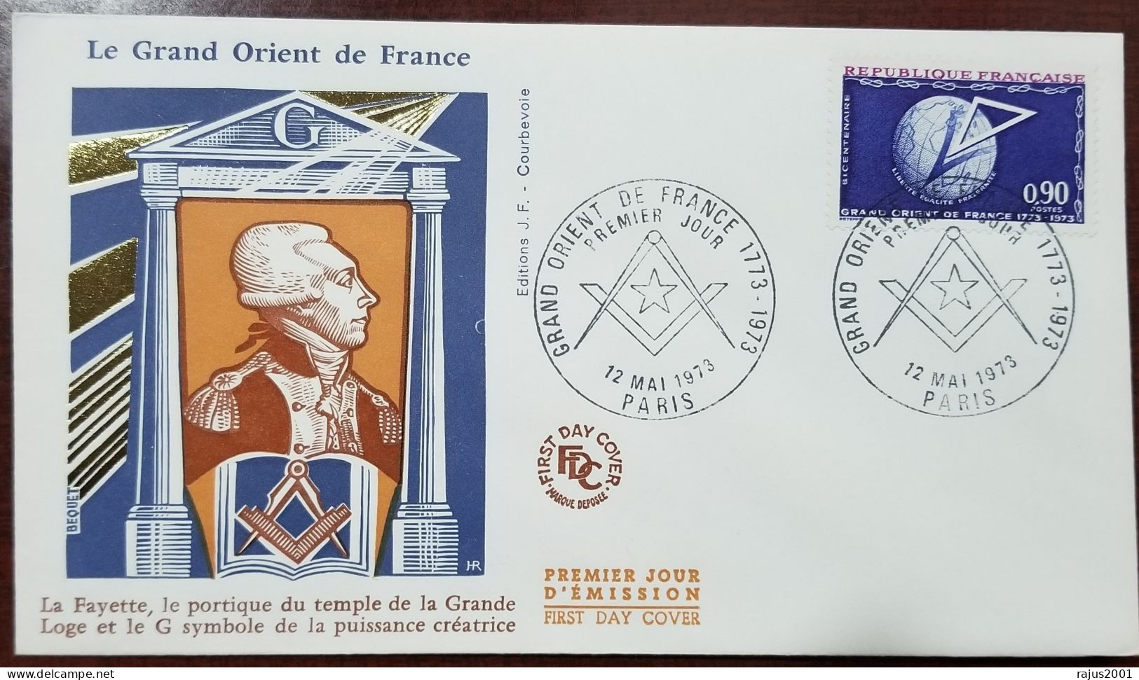 Grand Orient Of France, Portico Of The Temple Of The Great Grand Lodge, True Masonic, Freemasonry, Mason, FDC - Freimaurerei